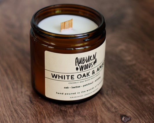 WHITE OAK & AMBER - LARGE WOODEN WICK
